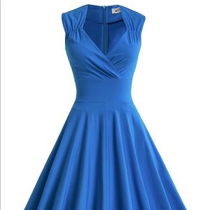 Retro swing dress - NWT - full skirt - blue - XL
